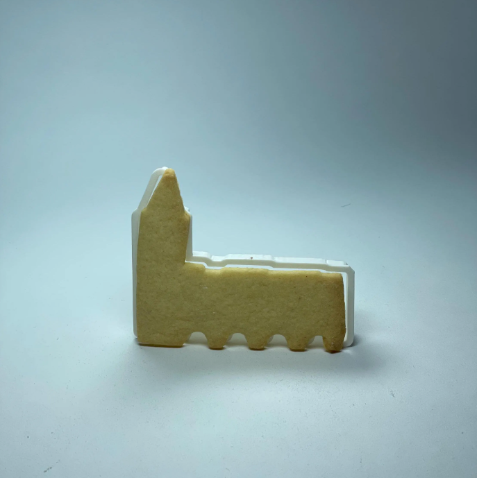 Krämerbrücke Erfurt als spülmaschinenfeste Plätzchen-Ausstechform, 3D-gedruckt aus umweltfreundlichem Material, ideal für regionale Backideen oder als besonderes Souvenir aus Thüringen.