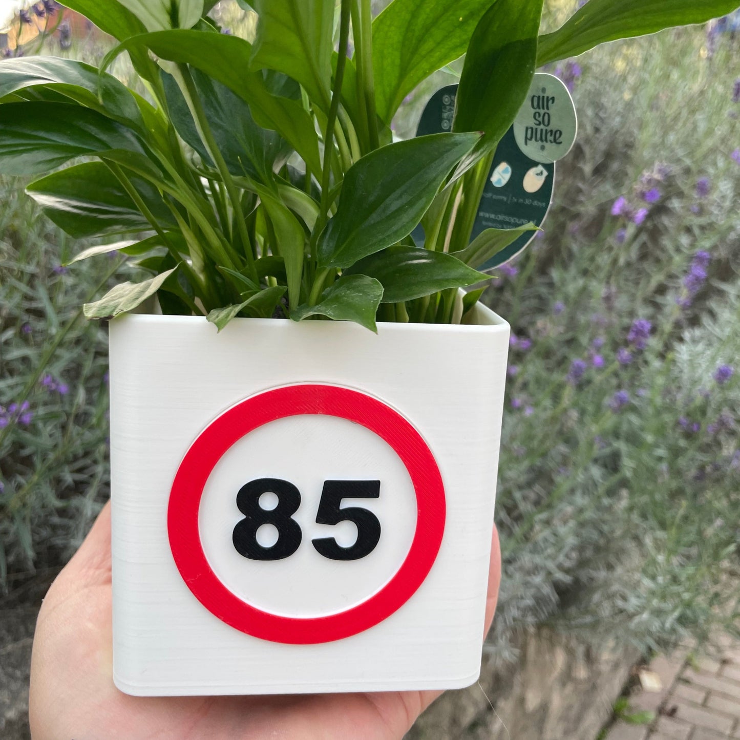 Geschenkidee: Vase zum 85. Geburtstag – Schöne 3D-gedruckte Vase mit der Zahl '85', gefertigt aus umweltfreundlichem PLA, ideal für Geburtstagsfeiern. #85Geburtstag #Geschenkidee #PLA #kinimod3d