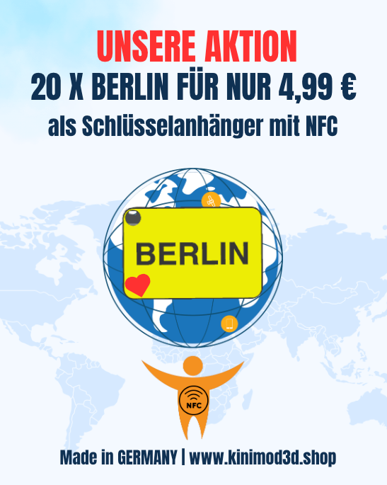 Personalisierter Berlin-Schlüsselanhänger mit NFC – Dein Lieblingsort immer dabei! Scanne und verbinde dich mit deinem Wunsch-Link. Jetzt sichern auf www.kinimod3d.shop 🔑✨ #Schlüsselanhänger #Berlin