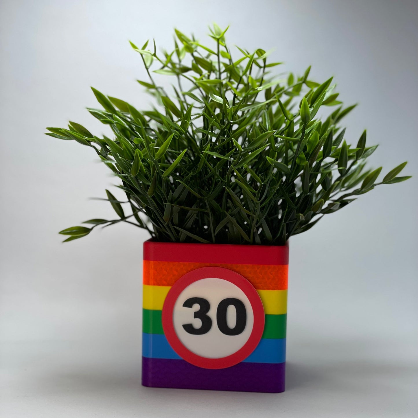 Einzigartige 3D-gedruckte pinke Vase mit individueller Jahreszahl und praktischen Gutschein-Schlitz. Das perfekte personalisierte Geburtstagsgeschenk für den 30. Geburtstag, ideal für Frauen, die besondere Geschenke schätzen.
