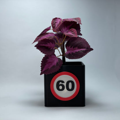 Umweltfreundliche Vase zum 60. Geburtstag mit personalisierter Zahl und Kartenschlitz – aus PLA, 3D-gedruckt. Ideal als Deko oder als individuelles Geschenk. Perfekt für jeden, der stilvoll 60 wird. #Jubiläumsgeschenk #PersonalisierteVase.