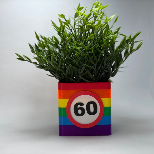 Exklusive 60. Geburtstagsvase mit Zahl und Gutscheinschlitz – umweltfreundlich aus PLA und 3D-gedruckt. Perfektes Geschenk für Jubiläen oder runde Geburtstage. Stilvoll, modern und individuell anpassbar. #60Jahre #Geschenkideen #Umweltfreundlich.