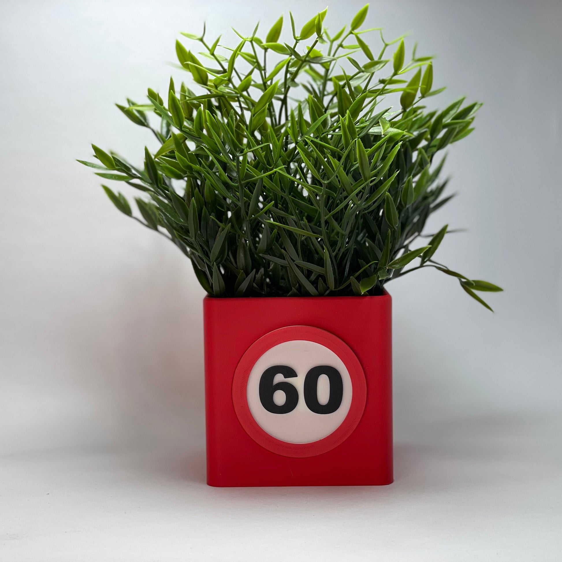 Personalisierte 60. Geburtstagsvase aus nachhaltigem PLA mit großer Zahl – individuell 3D-gedruckt. Ideal als Deko oder Geschenk, mit integriertem Schlitz für Grußkarten oder Gutscheine. Perfekt für den besonderen Tag. #60Geburtstag #PLA.