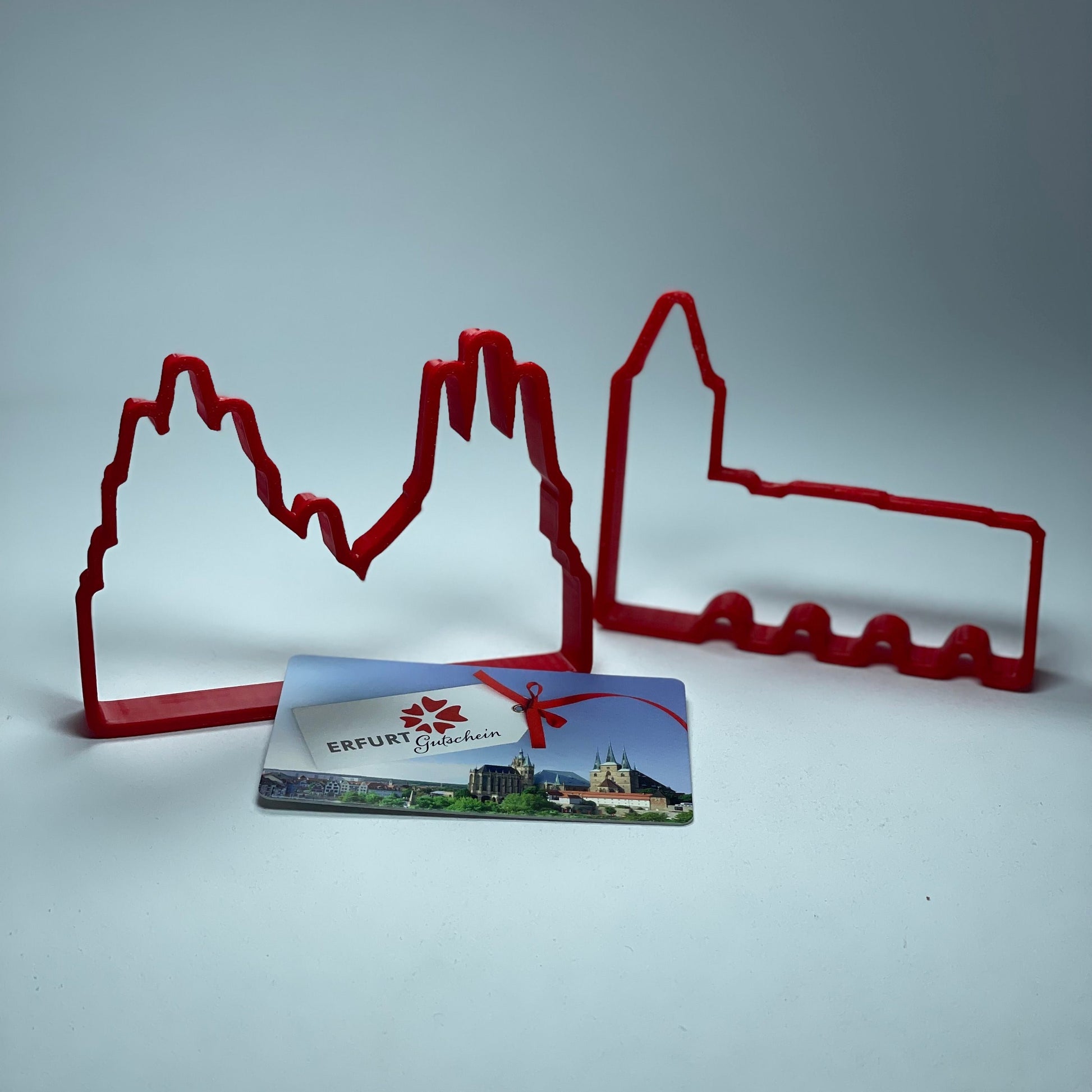 Plätzchen-Ausstecher Erfurter Domensemble, bestehend aus Dom und Severikirche, hergestellt aus lebensmittelechtem und spülmaschinenfestem Material, ideal für kreative Weihnachtskekse im regionalen Design.