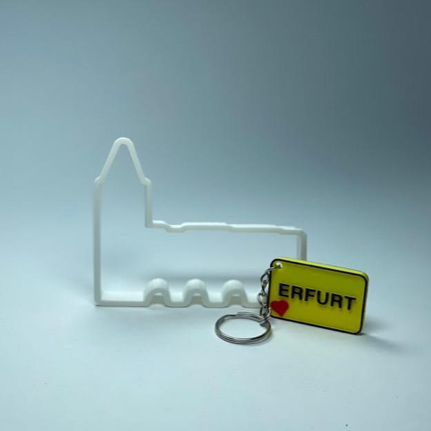 Ausstechform Krämerbrücke aus lebensmittelechtem ABS-Filament, perfekt für Weihnachtsplätzchen in Erfurter Optik, hergestellt mittels 3D-Druck in Deutschland, ideal für Erfurt-Fans.