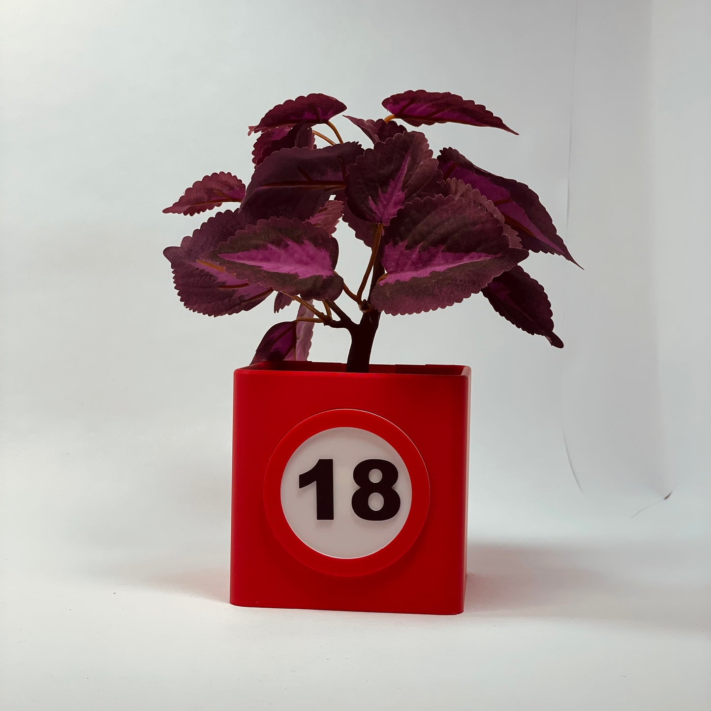 Individuelle 3D-Vase mit Zahl 18 und Kartenschlitz für den 18. Geburtstag – Nachhaltig aus PLA gefertigt, perfekt für besondere Jubiläen und Geburtstage. Eine personalisierte und moderne Geschenkidee für junge Erwachsene. #18Geburtstag #Jubiläumsgeschenk.