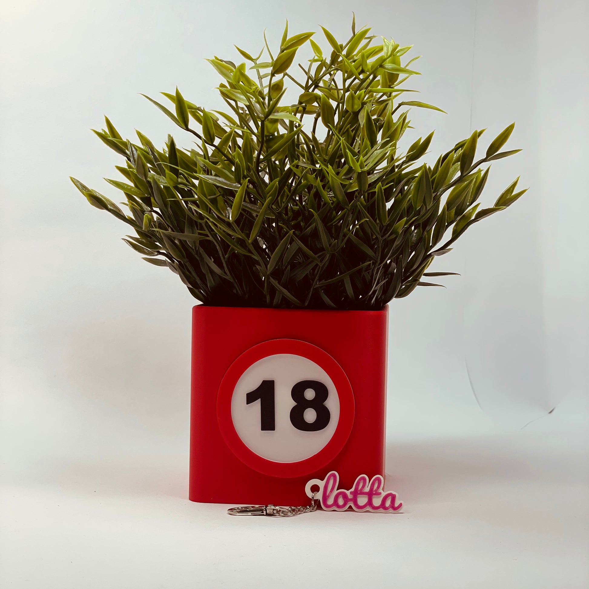 3D-gedruckte Vase für den 18. Geburtstag mit großer Jahreszahl – Einzigartige Vase aus umweltfreundlichem PLA, ideal als Geschenk oder Deko. Mit integriertem Schlitz für Gutscheine oder Grußkarten. Nachhaltig und stilvoll. #18Jahre #Geschenkideen.