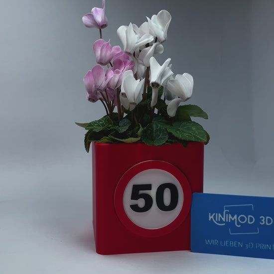 Personalisierte 50. Geburtstagsvase mit Gutscheinschlitz, 3D-gedruckt – Diese moderne Vase aus umweltfreundlichem PLA ist perfekt für den 50. Geburtstag. Eine kreative Geschenkidee für jeden, der ein einzigartiges und nachhaltiges Präsent sucht. #50Geburtstag #PLA #Nachhaltig.