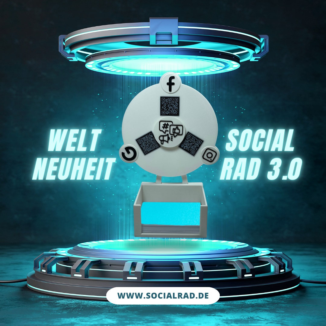 Innovatives SocialRad 3.0: Drehscheibe mit NFC und QR-Code für blitzschnelle Verlinkungen.